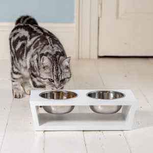 Accesorios y Complementos para Mascotas y Animales 19 Comedero Elevado de Madera Color Blanco - Perro Gato