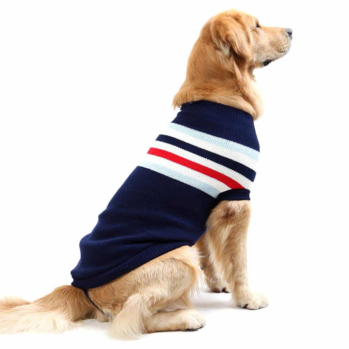 Petyoung Chaleco para Perro a Rayas cálido de Lana Suave para Tejer suéteres de Invierno de Punto de Ganchillo Abrigo Ropa para Perros pequeños y Grandes