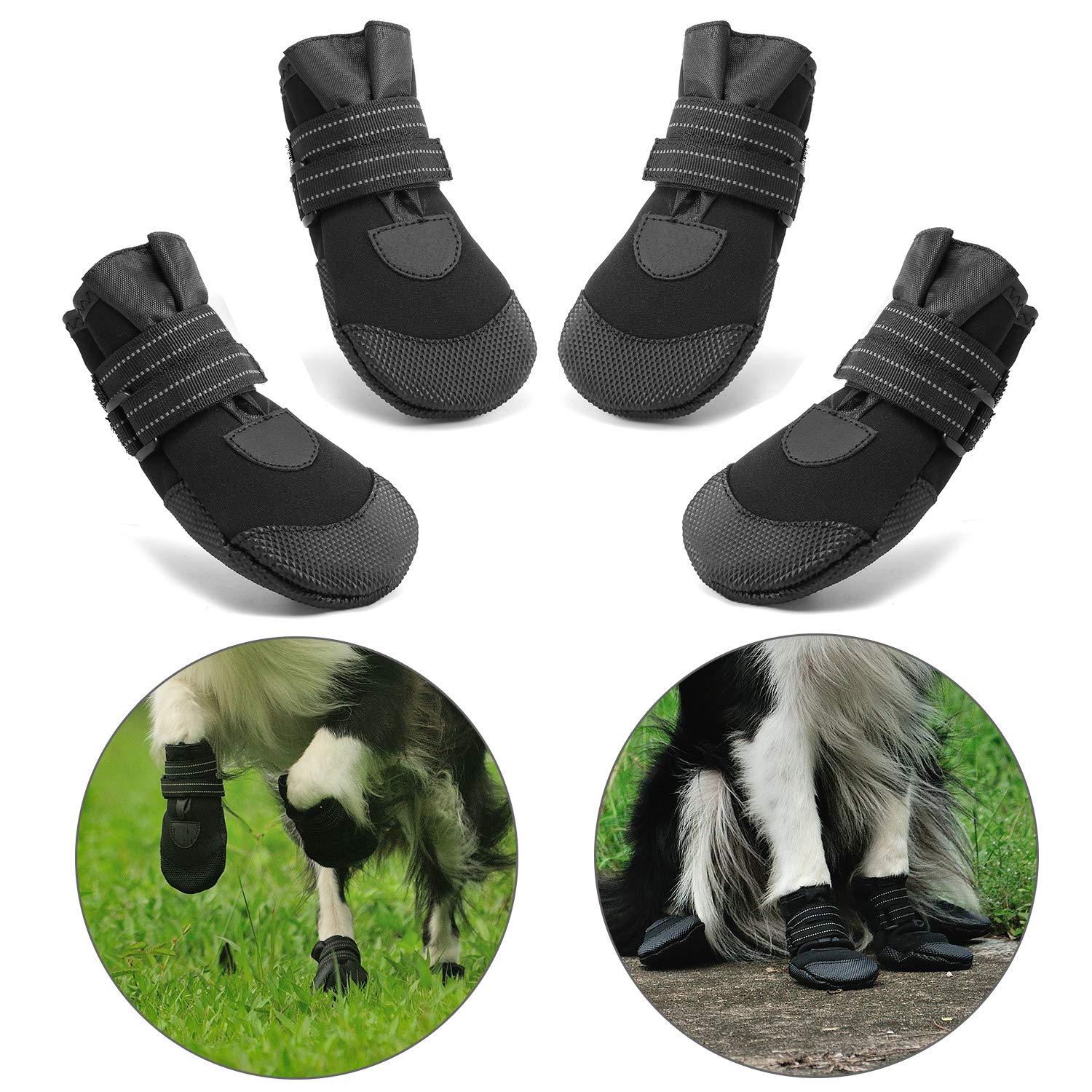 Protectores de Pata de Perro, Zapatos Perro para Pequeña y Grandes Perros – Negro
