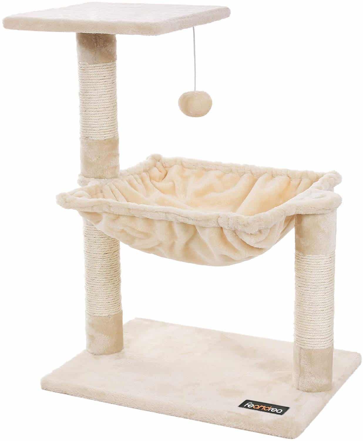 Árbol para Gatos Rascador con Nido Cuadrado y Bola de Juego 70 cm Color Beige