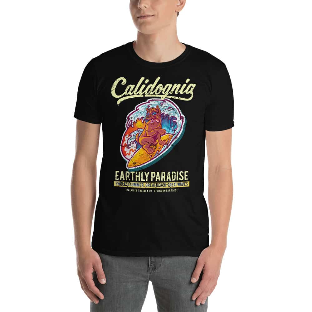 Comprar Calidognia Perro Surf - Camiseta De Manga Corta Unisex - Tienda Online Camisetas Originales - Envíos Baratos O Gratis 24/48H