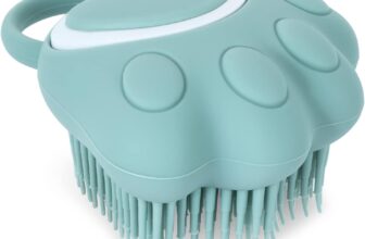 TIESOME Bath Brush for Dogs and Cats, Soft Silicone Pet Shampoo Dispenser Shower Brush for Washing Short and Long Hair Dogs and Cats (Blue Paw)
