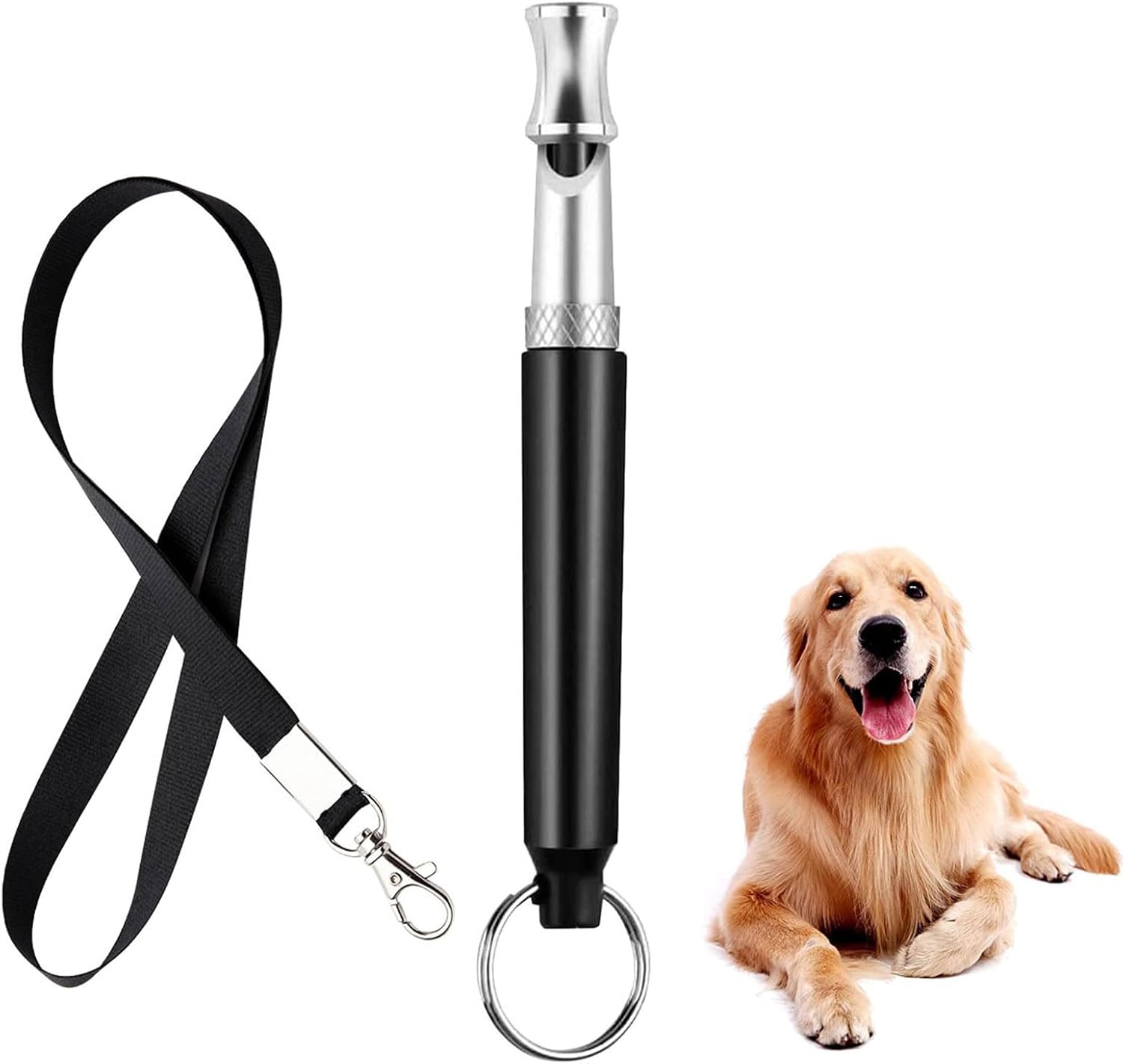Dog Whistle High Frequency Quiet Ultrasonic Anti Bark Accessory with Lanyard, Adjustable Dog Whistle for All Breeds, Black 1