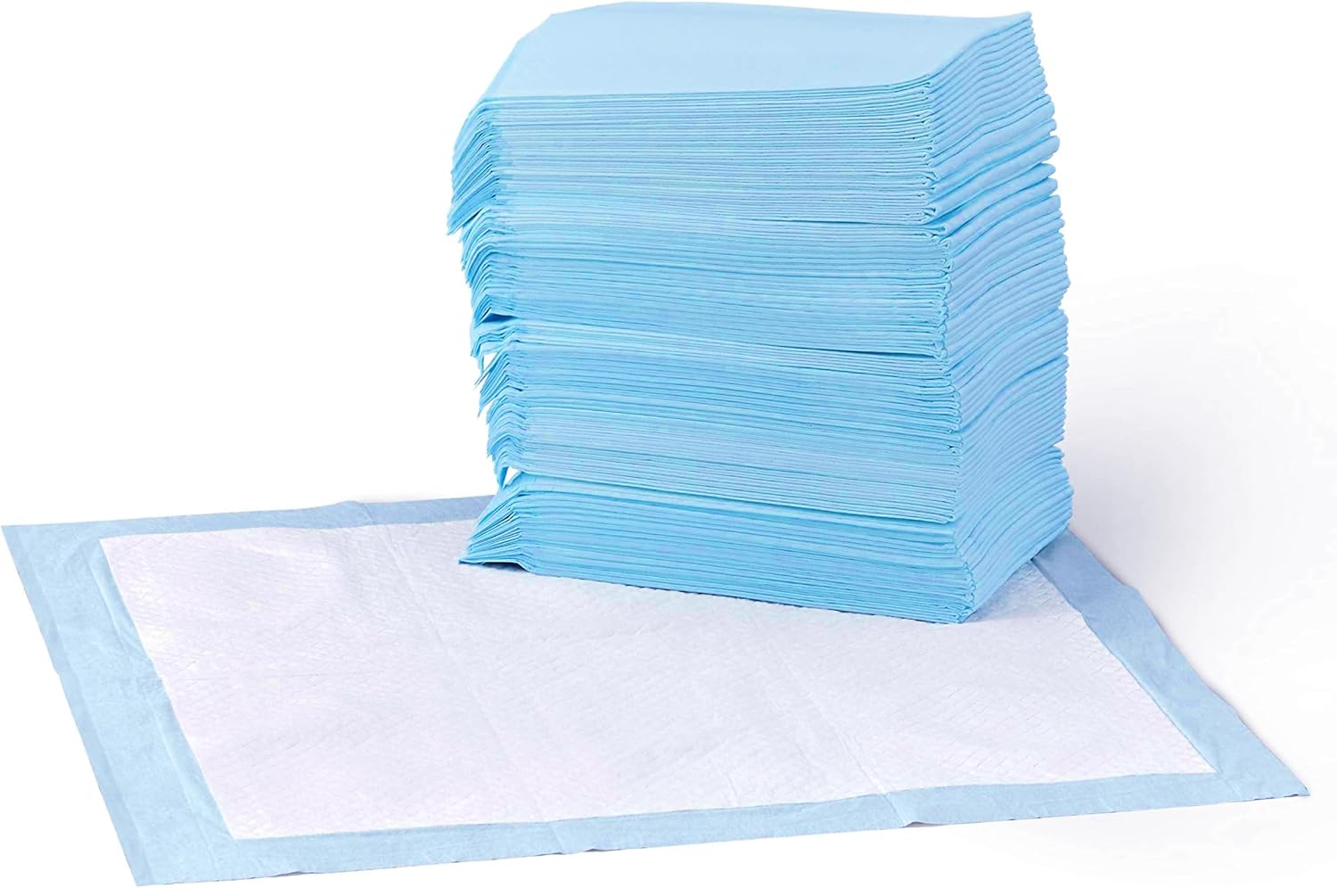 Amazon Basics Dog and Puppy Training Pads, Leakproof 5-Layer Design with Quick Dry Surface, Regular, 50 Count, Blue 1