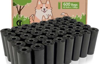 AiTodos 600pcs Dog Poop Bags, Black – Dog Poop Bags – Suitable for Going Home, 31 x 22 cm, Polyethylene Material, Portable (40 Rolls, 15 per Roll) – Poop Bags