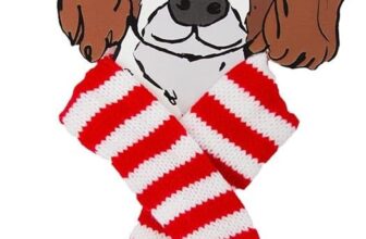 Talking Tables White and Red Christmas Scarf for Dogs, Pompoms Clothing, Pet Clothing Accessories, Size S-M