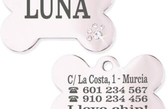 Engraved Stainless Steel Dog Tag Bone Shape, Size 37 x 23mm, Personalized Dog Tag for Medium to Large Dogs