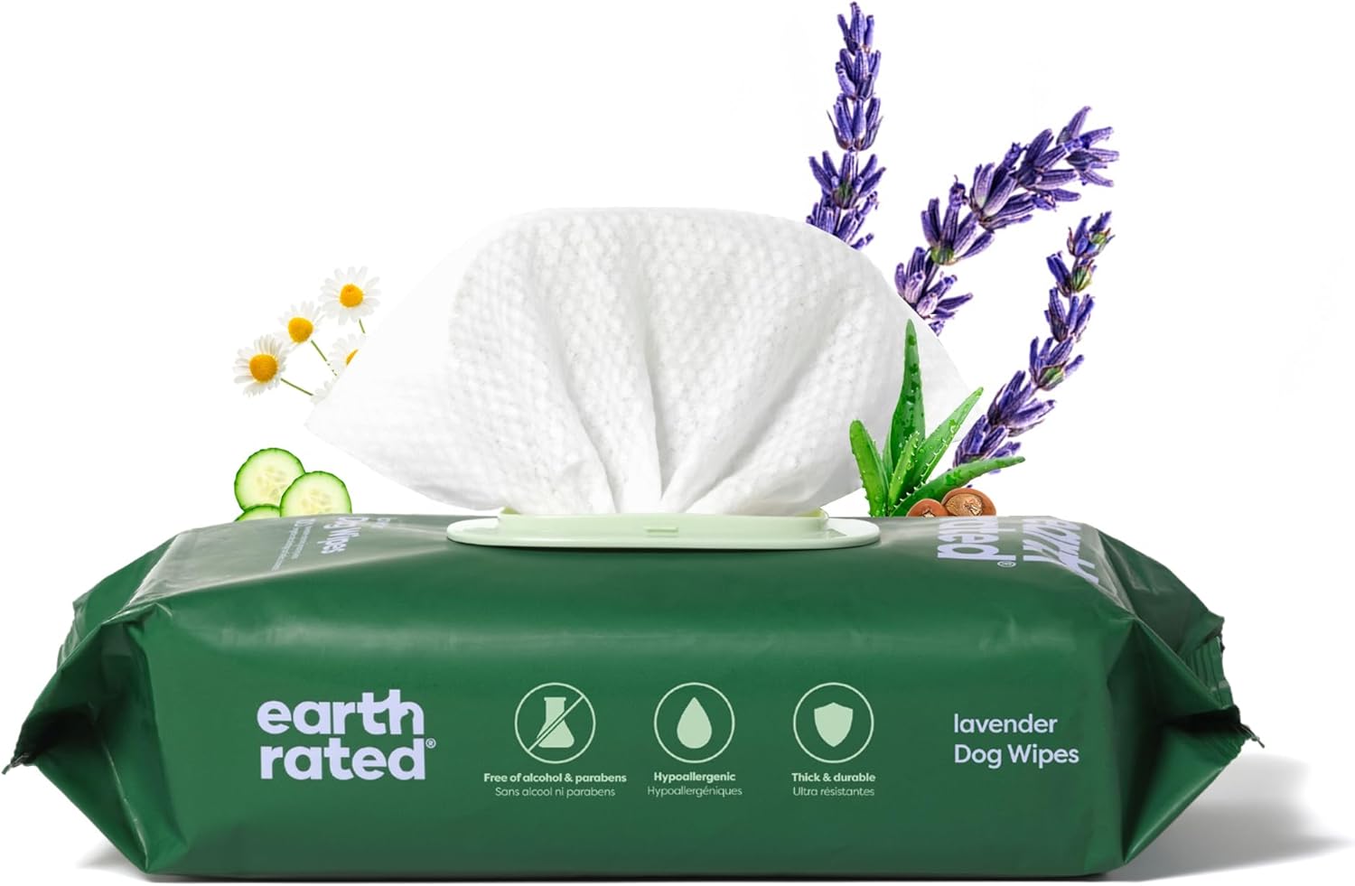 Earth Rated Hypoallergenic Dog Wipes for Cleaning and Eliminating Odors from Paws, Body and Butt, Puppies and Adult Dogs, Lavender Scent, 100 Count 1