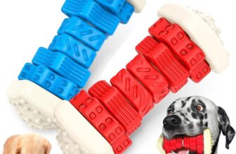 Indestructible Dog Toys – Natural Rubber Heavy Duty Chew, Dental Cleaning, Anti-Stress and Interactive Teether for Large and Medium Dogs (Red)