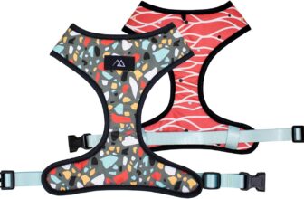 Reversible Harness for Small Dogs – 19.5 x 18.5 cm – Mosaic Design – Size XS – Very Resistant and Comfortable – Safe – Dog Accessories