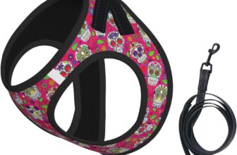 Summer Puppy Harness Skull Green Leaves Print Reflective Dog Harness Accessories for Small Medium Large Dogs and Cats