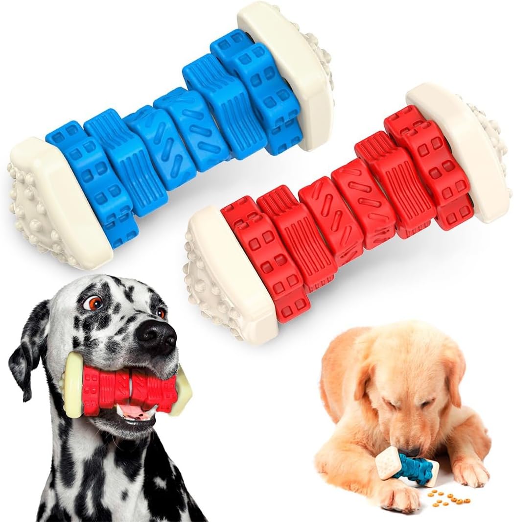 Genérico Indestructible Dog Toys - Natural Rubber Heavy Duty Chew, Dental Cleaning, Anti-Stress and Interactive Teether for Large and Medium Dogs (Blue) 1