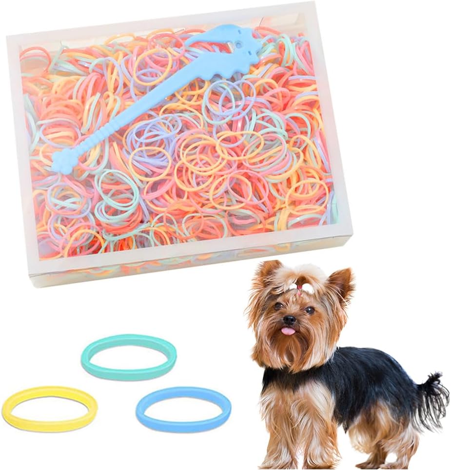 1000PC Hair Gummies, Dog Elastic Bands Bundles, Mini Small Hair Ties, Dog Hair Accessories, with Hair Band Cutter, Beauty Accessories 1