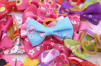 50 Pieces Assorted Dog Hair Bows with Rubber Elastic Bands, Cute Patterns Grooming Accessories for Small Dogs, Cats and Puppies