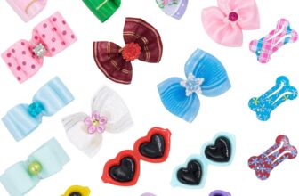 Dog Hair Accessories Bow Headpiece, 20 Clips Dog Hair Ties with Rubber Bands Dog Hair Bows for Pets with Rubber Bands