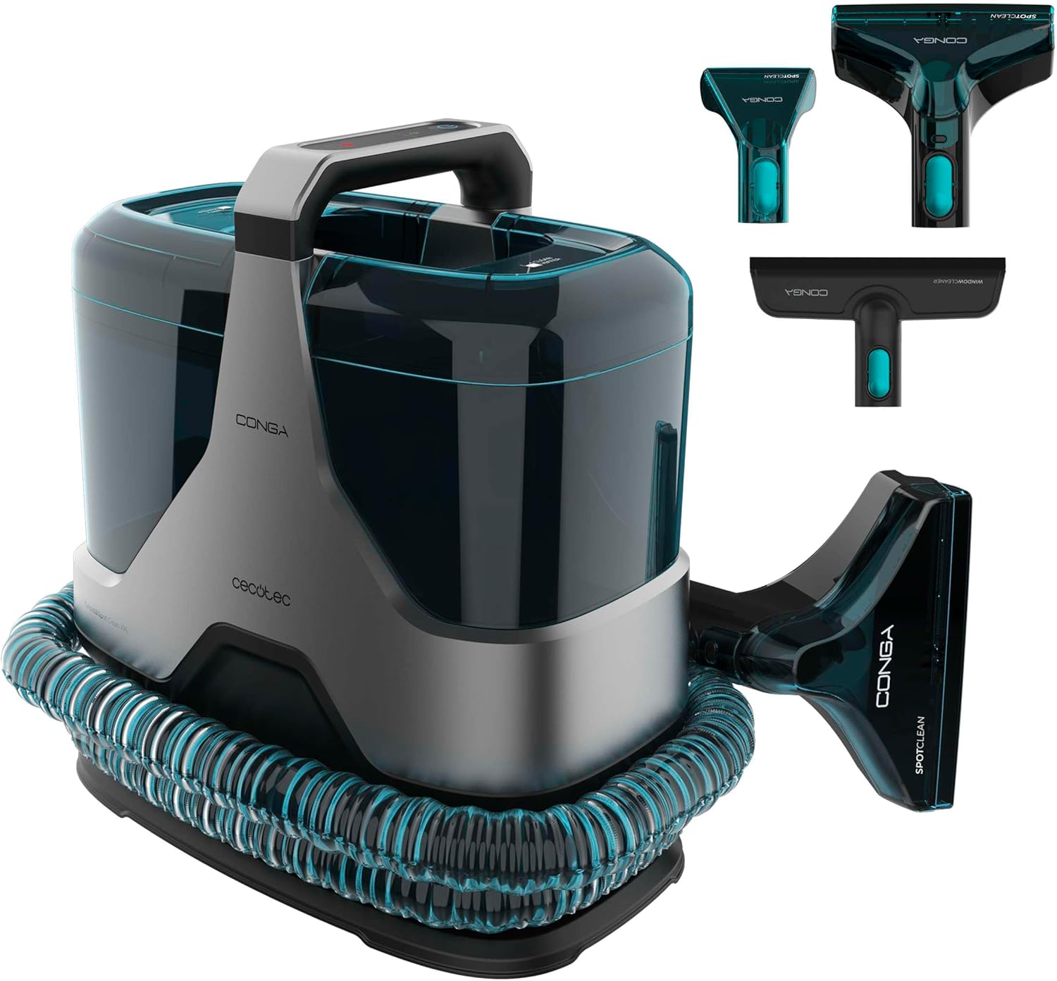 Cecotec Limpiador Aspirador de Tapicerías - Alfombras con Cable Conga 6000 Carpet&Spot Clean XXL Advance. 600W, Pulveriza, Aspira y Limpia, 15 kPa de Succión, Depósito 1300ml, Radio de Acción 7m 1