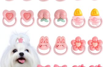20 Pcs Dog Hair Ties with Elastic Bands, Roses with Flowers Bows Cherries Assorted Styles Cute Puppy Hair Accessories for Small Dogs Girls Daily Care and Hairstyle