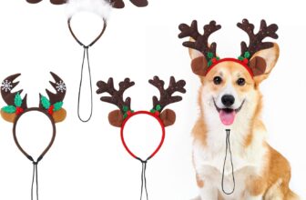 Gukasxi 3 Pieces Christmas Pet Headband Set Dog Headbands Christmas Elk Reindeer Antler Headband Christmas Hair Accessory Party Costume Accessories