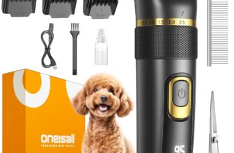 oneisall Quiet Dog Hair Clipper Upgraded Pro, Professional Hair Clippers Dogs Cats 2000mAh Rechargeable, IPX7 Waterproof Hair Clipper Barboncini