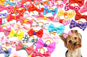 Dog Hair Accessories Set of 40 Dog Bows with Elastic Bands, Various Styles Bows, Small Hair Accessories and Collars (Available in Various Styles)