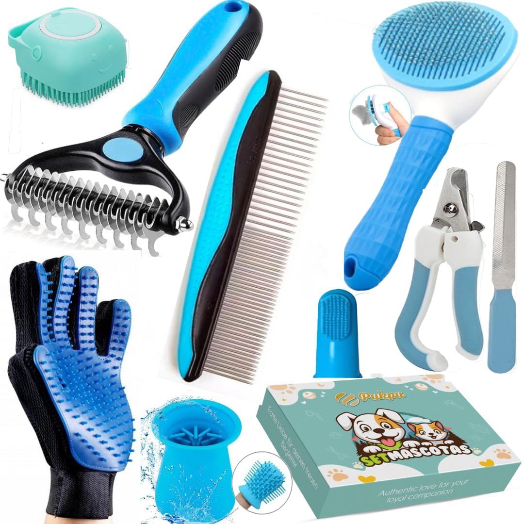 Grooming Kit for Dogs and Cats – Professional 5 Piece Set with Quiet Hair Clipper, Brush, Comb, Scissors & Vacuums – Complete Pet Care Kit at Home 1