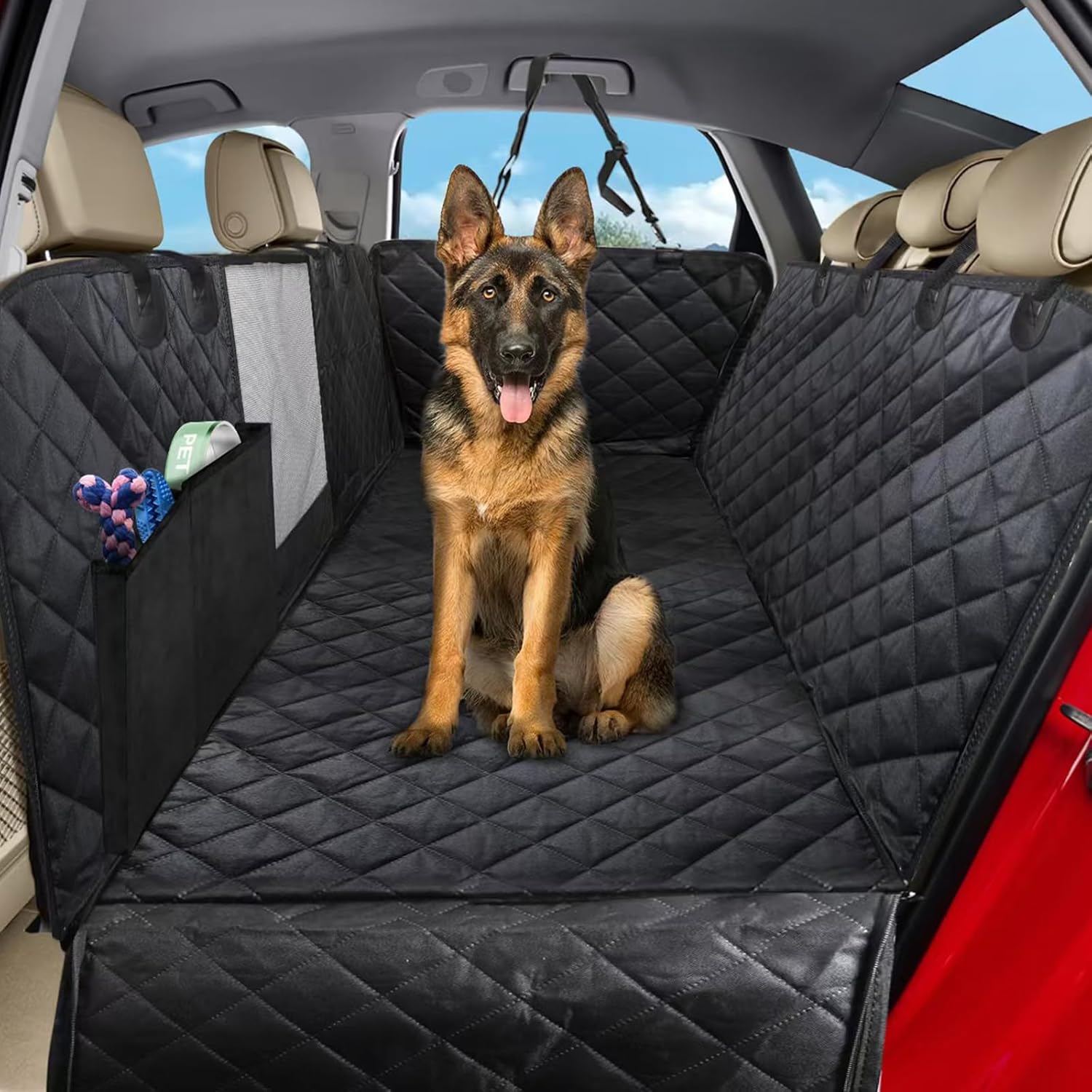 4 in 1 Car Cover for Dogs and Back Seats, Seat Covers with Side Protector Window, Waterproof, Non-Slip, SUV, Trucks (137 x 147 cm) 1