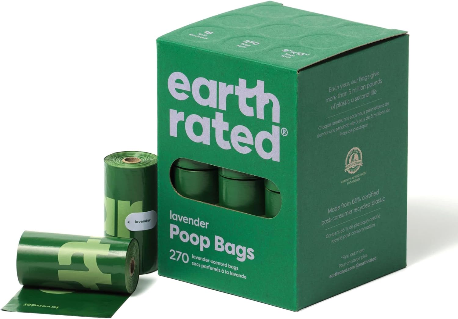Earth Rated Dog Poop Bags Leakproof Extra Thick Pet Poop Bags Suitable for Any Size Dogs Refill Rolls Wool Scent 270 Count 1
