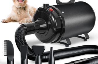 Dog Hair Dryer Blaster 3000W, Pet Hair Dryer, Low Noise Temperature Heater with 4 Different Nozzles, Deep Black