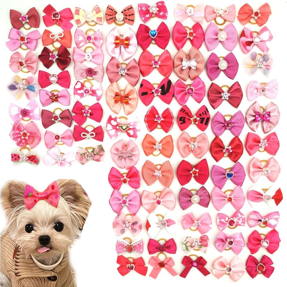 40 Pieces Dog Bows with Elastic Bands, Dog Hair Bow, Dog Hair Bow, Cute Accessories for Daily Pet Grooming During Holiday 1