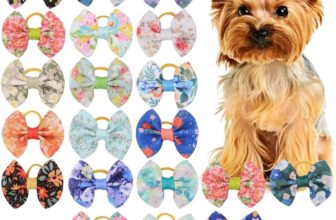 20 Pieces Dog Hair Ties with Elastic, Hair Accessories for Dogs, Bow for Long Hair, Small Dog, Cat Puppy (Random Pattern), multicoloured, A