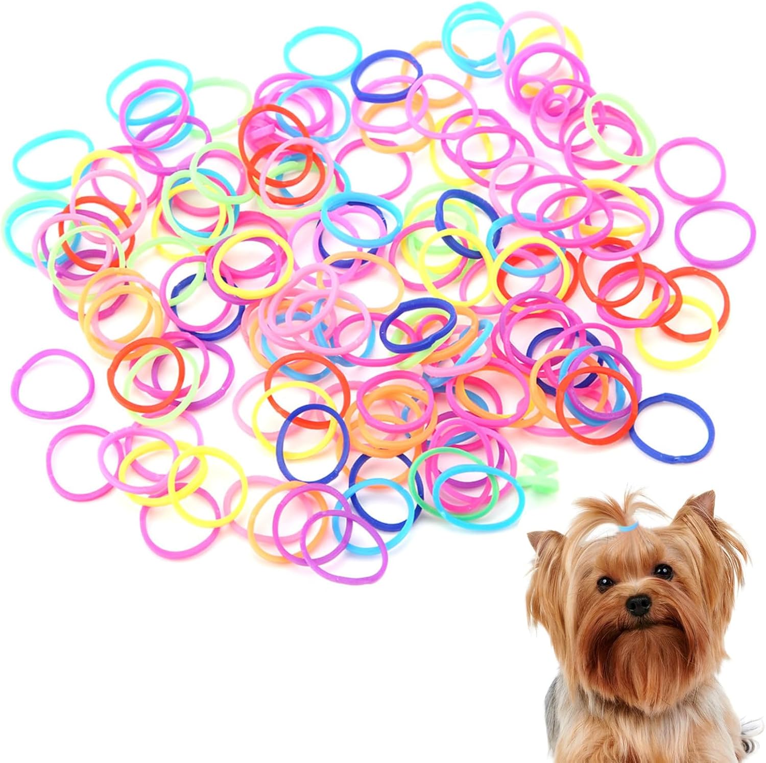 Cyrank 10 Packs of Elastic Bands for Dogs, Hair Ties for Dogs, Wool Bands for Dogs with Mini DIY Elastic Bands, Colourful Beauty Accessories for Dogs 1