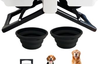 JARUKI Foldable and Portable Raised Dog Feeder | Double Silicone Bowl | Healthy Posture | Non-Slip and Compact | Ideal for Medium and Large Dogs | Comfortable Solution for Outdoors and Camping