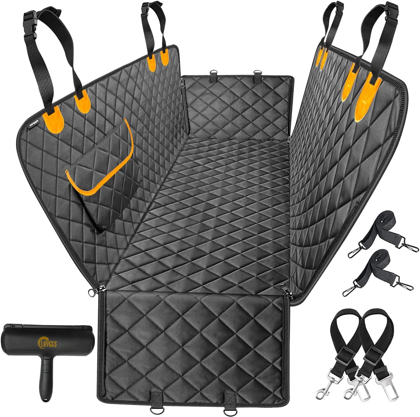 Dog Car Seat Cover, Non-Slip, Waterproof and Scratch-Resistant, Durable Dog Car Seat Protector for Travel with Your Pet + Pet Hair Remover + 2 Safety Belts 1