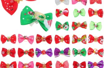 50 Pcs Christmas Pet Hair Bows Grooming Accessories for Small Dogs with Sturdy Rubber Bands Random Holiday Style for Christmas Costumes Canine