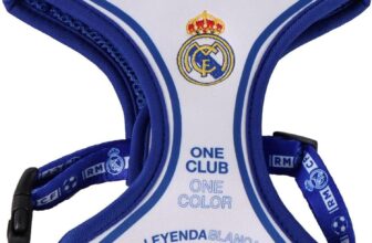 Real Madrid Dog Harness Size S Official Design Embroidered Shield and Secure Fit – Real Madrid Dog Harness – Resistant and Comfortable Accessory for Medium Dogs Total Control and Meringue Style Every