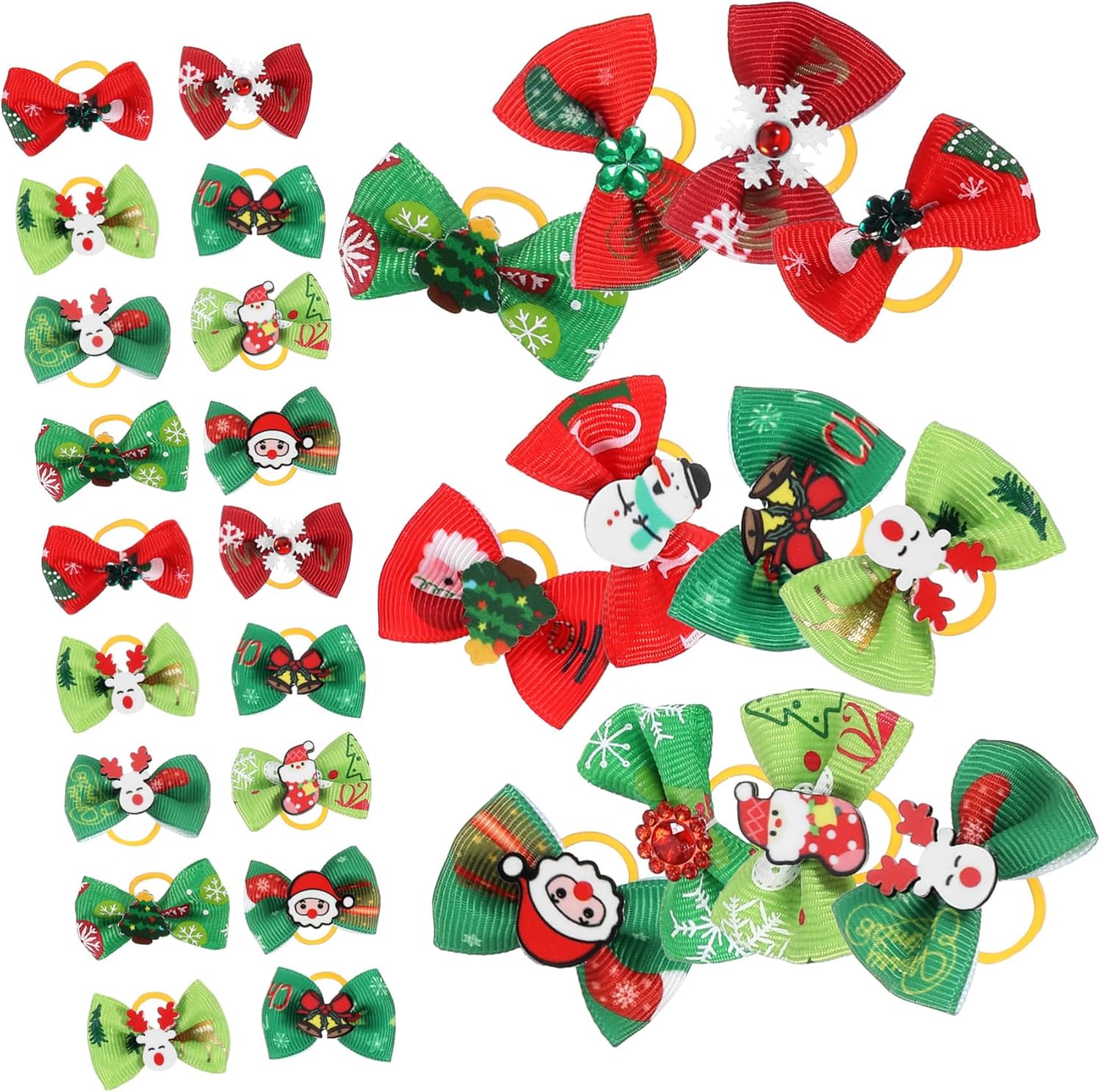 ABOOFAN 50 Pcs Pet Christmas Flower Small Bows for Dog Hair Clips Accessories for Dogs Hair Bow Christmas for Pet Ribbons Hair Flash Cloth 1