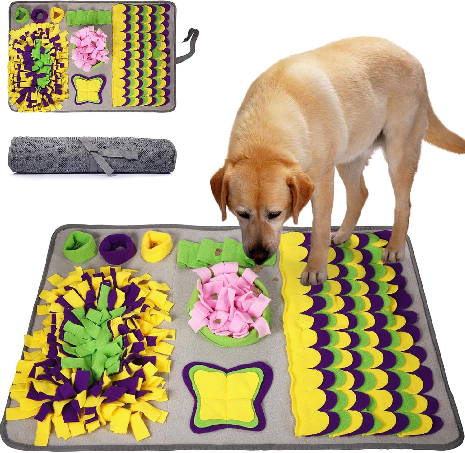 Snuffle Mat for Dogs, Activity Mat for Pets, Smell Mat Dog Pets Dogs Training Mat Puzzle Feeding Toys Bowl(70 * 50 cm) 1
