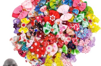 50 Pieces Dog Hair Bows, Bows for Small Dogs with Bands, Dog Hair Bows Accessories for Cats and Puppies, Random Motif