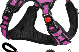 NESTROAD Anti-Pull H-Harness Dog Collar and Leash Car, Safety Belt Dogs Anti-Escape Pink Red, Size M for Medium Dogs, Neck 33~43 cm Chest 43~64, Dogs Basic Accessories