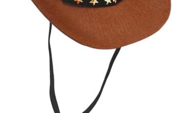Sombrero de Vaquero para Mascotas Mini Sombreros de Vaquero para Gatos y Perros, Accesorios de Disfraces de Festival para Gatos pequeños, Perros y Mascotas (Talla S, marrón con Correa de Estrella)
