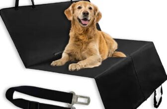 Funda para coche impermeable y resistente que incluye cinturón de seguridad para perros – Protector universal para perros en el asiento trasero que también se puede utilizar como maletero.