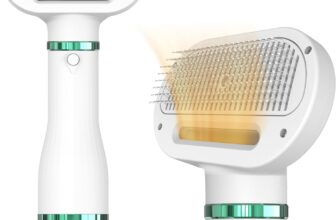 Secador de Pelo para Perros y Gatos 2 en 1 con Cepillo Autolimpiante | Cepllio Hair Dogs Portátil y Silencioso | Temperatura ajustable | Secador Profesional para Mascotas Perros y Gatos Pequeños Medianos
