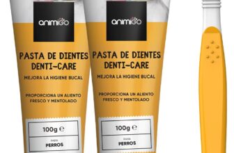Cepillo de dientes y pasta de dientes para perros – Kit de higiene bucal con 2 paquetes de pasta de dientes canina de 100 mg, cepillo de dientes de triple cabeza y dedos, para eliminar el sarro y el mal aliento, sabor a menta