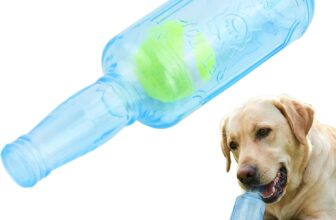 Juguete Interactivo para Perros, Botella Chirriante con Pelota de Tenis, Juguete para Masticar y Compresión, Diseño para Entrenamiento y Exteriores, Accesorio para Mascotas con Forma de Botella, 20 cm