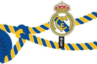 Juguete para perros de cuerda oficial y resistente del Real Madrid | Accesorio deportivo interactivo ideal para masticar, tirar y mantener activo a tu perro con diseño exclusivo