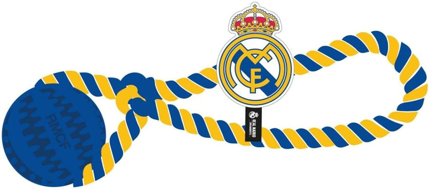 Juguete para perros de cuerda oficial y resistente del Real Madrid | Accesorio deportivo interactivo ideal para masticar, tirar y mantener activo a tu perro con diseño exclusivo 1