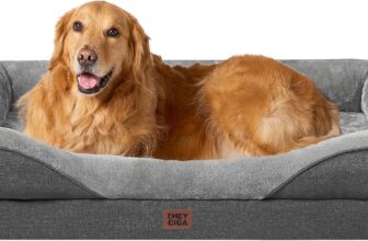 EHEYCIGA Cama Ortopédica y Viscoelástica para Perros, Extra Grande 106 x 76 x 18,5 cm, Sofá Viscoelástico para Perros, Lavable, Suave Cama para Gatos, Gris Oscuro