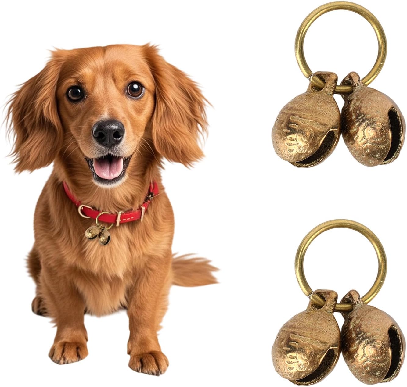 Penitue Campanas de Cobre Extra Fuertes para Perros, Collar para Mascotas de latón de 18 mm con Colgante Vintage para Perros pequeños y Gatos Accesorios Seguimiento de Seguridad 1