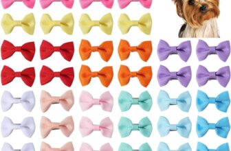 CREATCABIN 48 Lazos para el Pelo para Perros pequeños y Lindos Lazos para Cachorros con Clips Hechos a Mano para Perros, Gatos, Gatitos, Conejos, Accesorios de Aseo para Mascotas, Fiesta de cumpleaños, 3,5 x 2,2 cm