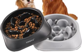 YINEYA – Set de 2 Antiglotones, Cuenco para Perros y Gatos, Antiglotones, Accesorio Reductor de Alimentación, Laberinto Puzzle para Razas Medianas